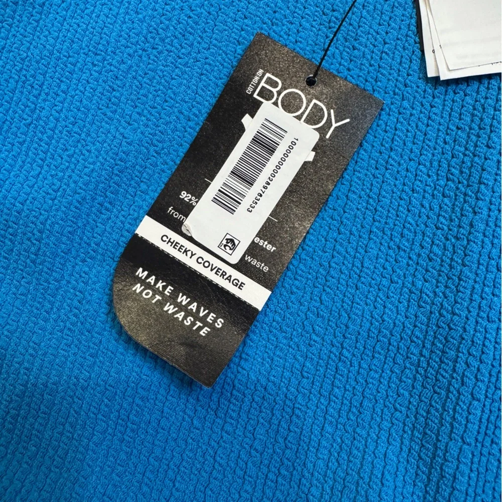 NEW Cotton On Blue One Piece Swimsuit with Scoop‎ Neckline Size XL Ribbed